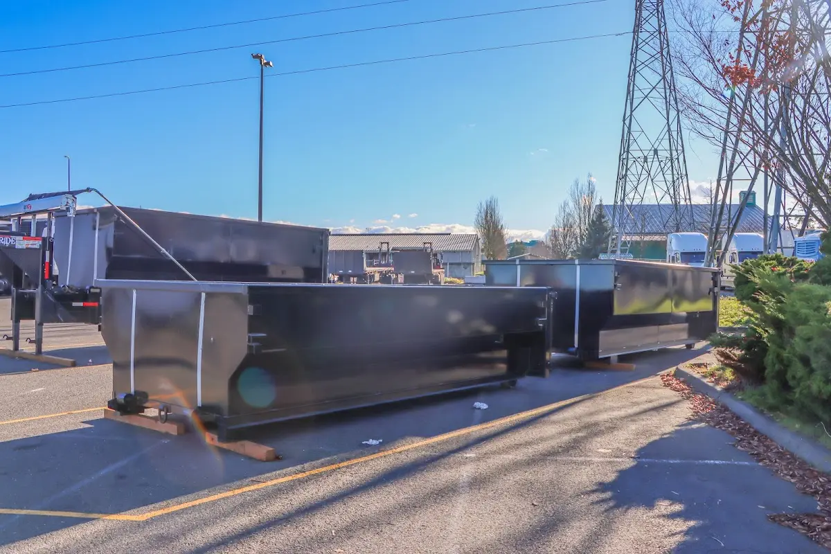 Roll-off dumpster ready for waste disposal at job site for Construction Dumpster Rental in Clarkstown